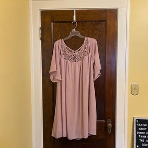 Dusty rose fully lined coke shoulder dress